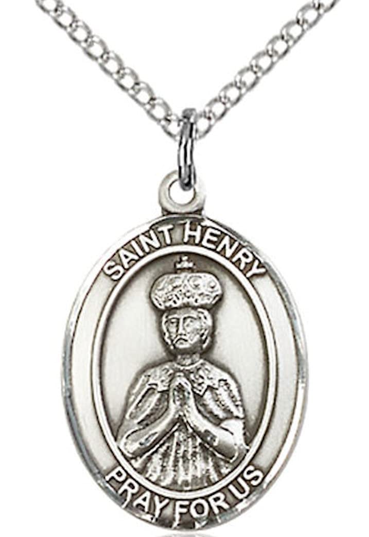 St. Henry II Medal in Fine Pewter, 3/4" tall, Your Choice of Chain # 17059