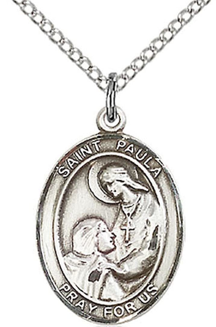 St. Paula Medal in Fine Pewter, 3/4" tall, Your Choice of Chain # 17186
