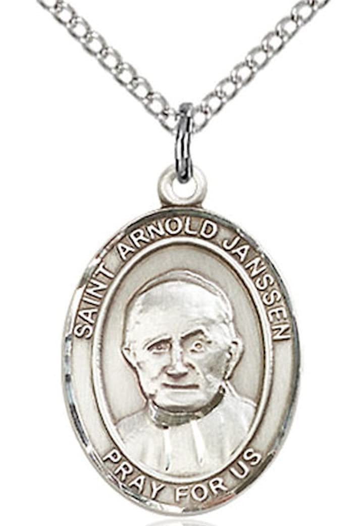 St. Arnold Janssen Medal in Fine Pewter, 3/4" tall, Your Choice of Chain # 16960