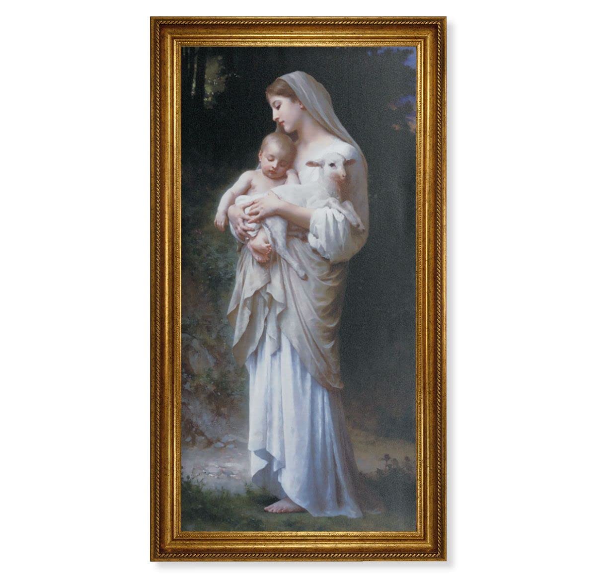 Bouguereau Divine Innocence Picture, 24"x44" Gold-Leaf Fame with Rope Edging, Italian Print # 22133