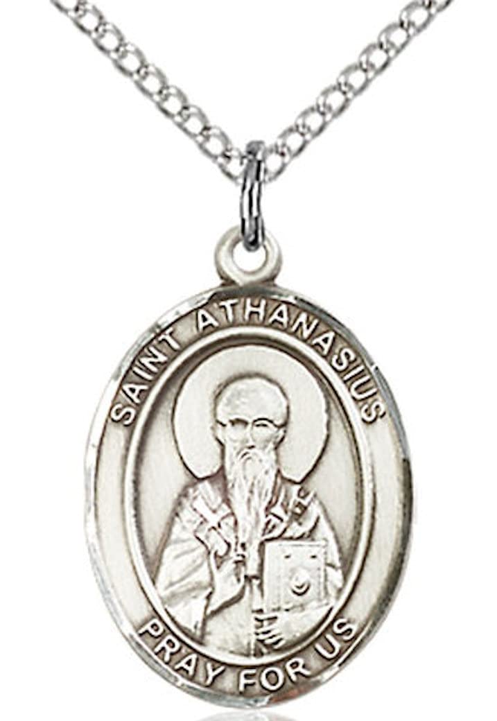 St. Athanasius Medal in Fine Pewter, 3/4" tall, Your Choice of Chain # 16961