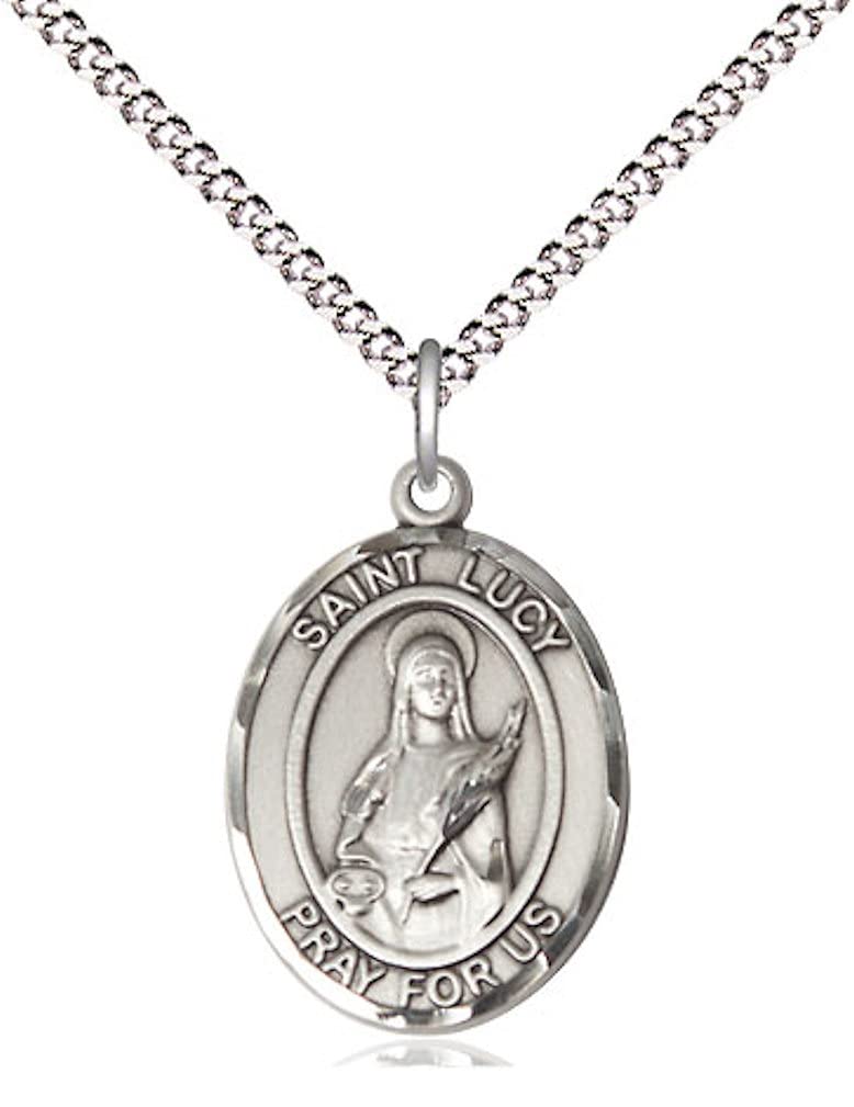 St. Lucy Medal in Fine Pewter, 3/4" tall, Your Choice of Chain # 17131