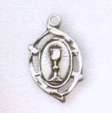 First Communion Cup Bordered Oval Medal 1/2" Sterling, your choice of  # 43358