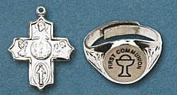 Chalice Ring & Chalice 4-Way Communion Set Silver Plate, # 96521