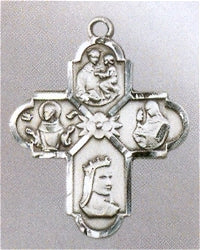 Franciscan 4-Way Medal 1" Sterling Silver, Your Choice of Chain # 43432