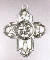 St. Michael 5-Way Medal 1-1/8" Sterling Silver, 24" Chain, # 43444-sale