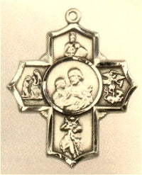 St. Joseph Five - Way Medal 1-1/8" Solid 14kt Gold, Free Chain, # 43469