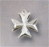 8-Point Maltese Cross, Convex Satin-Finish 7/16" Sterling, Your choice of chain # 43545