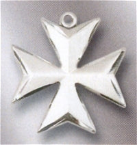 8-Point Maltese Cross, Convex Satin-Finish 1" Sterling, Your choice of chain # 43547