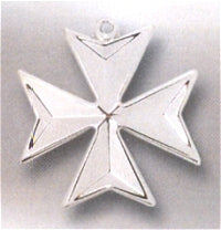 8-Point Maltese Cross, Convex High Polished 1" Sterling, Your choice of chain # 43549