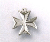 8-Point Maltese Cross, Concave Satin-Finish 7/16" Sterling, Your choice of chain # 43550