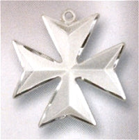 8-Point Maltese Cross, Concave Satin-Finish 1" Sterling, Your choice of chain # 43552