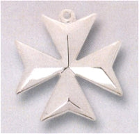 8-Point Maltese Cross, Concave High Polished 1" Sterling, Your Choice of chain # 43554