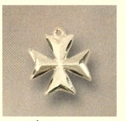 8-Point Maltese Cross, Convex Satin-Finish 7/16" 14kt Gold Filled, Your choice of chain # 43555