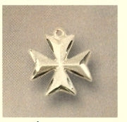 8-Point Maltese Cross, Convex Satin-Finish 7/16" in Solid 14kt Gold, # 43556