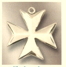 8-Point Maltese Cross, Convex Satin-Finish 1" Solid 14kt Gold, # 43560