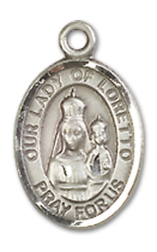 Our Lady of Loretto Charm Medal, Fine Pewter, 1/2", Your Choice of Chain, # 10390