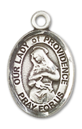 Our Lady of Providence Charm Medal, Sterling Silver, 1/2", Your Choice of Chain, # 10008