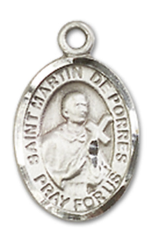 1/2" Sterling Silver St. Martin de Porres Charm Medal, Your Choice of Chain, # 10010
