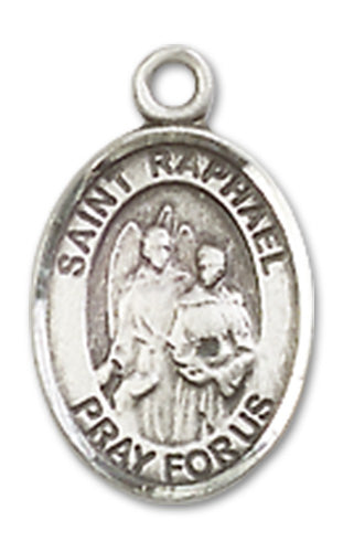 Sterling Silver Charm Medal, 1/2", St. Raphael the Archangel, Your Choice of Chain, # 10013