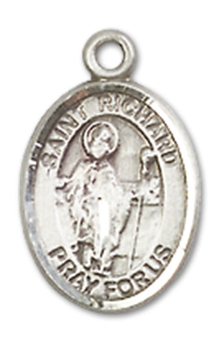 Sterling Silver Charm Medal, 1/2", St. Richard, Your Choice of Chain, # 10014