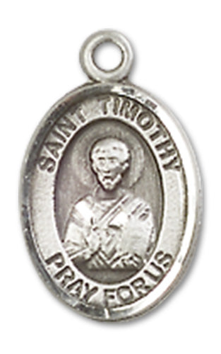 Sterling Silver Charm Medal, 1/2", St. Timothy, Your Choice of Chain, # 10026