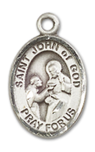 1/2" Sterling Silver St. John of God Charm Medal, Your Choice of Chain, # 10032