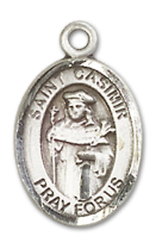 St. Casimir of Poland Charm Medal, Sterling Silver, 1/2", Your choice of chain, # 10034