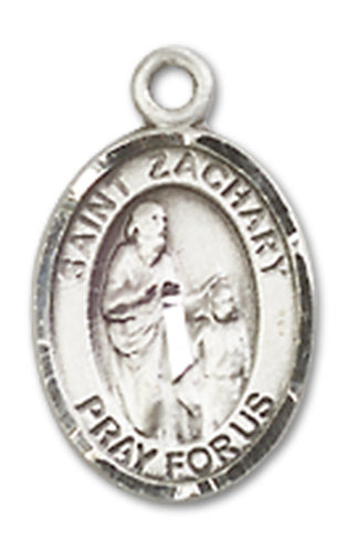 St. Zachary 1/2" Oval Charm Medal, Fine Pewter, your choice of Chain, # 10425