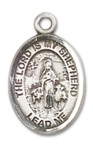 Lord is My Shepherd Charm Medal, Sterling Silver, 1/2", Your Choice of Chain, # 10039