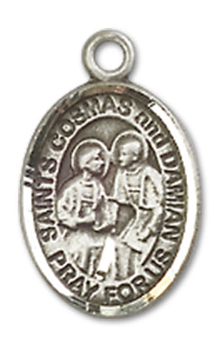 Sts. Cosmas & Damian Charm Medal, Fine Pewter, 1/2", Your choice of chain, # 10441