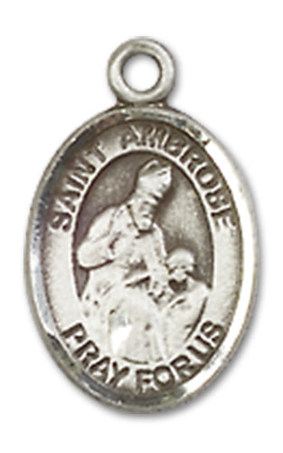 St. Ambrose Charm Medal, Fine Pewter, 1/2", Your Choice of Chain, # 10445