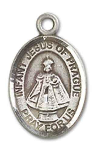 Infant of Prague Charm Medal, Sterling Silver, 1/2", Your Choice of Chain, # 10059
