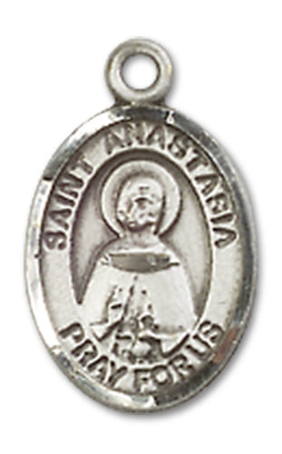 St. Anastasia Charm Medal, Sterling Silver, 1/2", Your Choice of Chain, # 10069