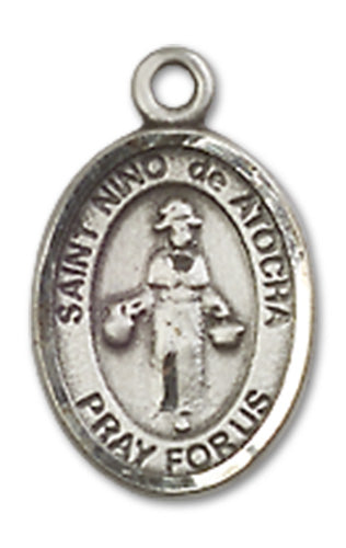 1/2" Sterling Silver St. Nino de Atocha Charm Medal, Your Choice of Chain, # 10070