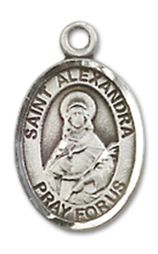 St. Alexandra Charm Medal, Sterling Silver, 1/2", Your Choice of Chain, # 10071