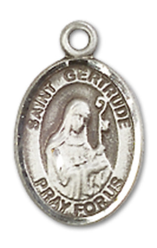 St. Gertrude of Nivelles Charm Medal, Fine Pewter, 1/2", Your choice of chain, # 10465