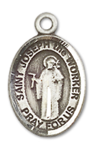 1/2" Fine Pewter St. Joseph the Worker Charm Medal, Your Choice of Chain, # 10466