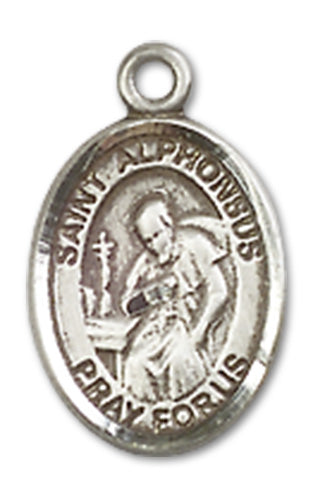 St. Alphonsus Liguori Charm Medal, Sterling Silver, 1/2", Your Choice of Chain, # 10077