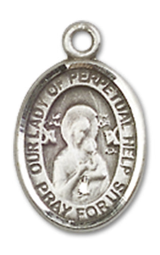Our Lady of Perpetual Help Charm Medal, Fine Pewter, 1/2", Your Choice of Chain, # 10468
