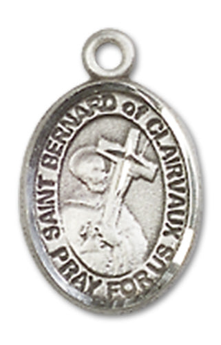 St. Bernard of Clarvaux Charm Medal, Sterling Silver, 1/2", Your choice of chain, # 10090