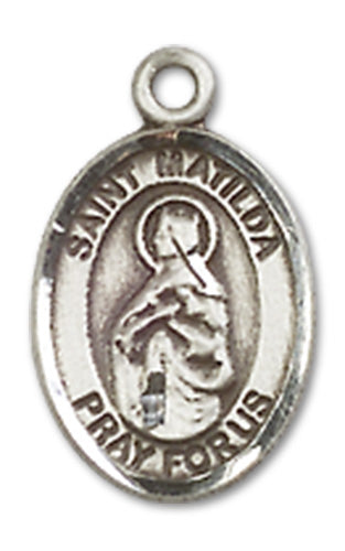 1/2" Fine Pewter St. Matilda Charm Medal, Your Choice of Chain, # 10484