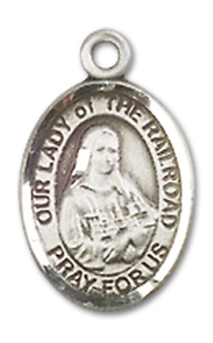 Our Lady of the Railroad Charm Medal, Sterling Silver, 1/2", Your Choice of Chain, # 10101