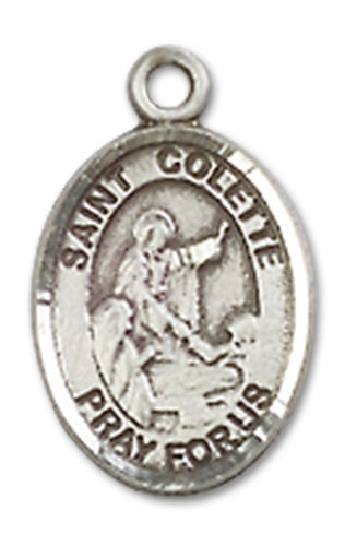 St. Colette Charm Medal, Fine Pewter, 1/2", Your choice of chain, # 10511