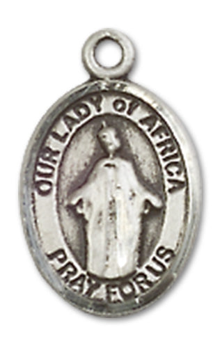 Our Lady of Africa Charm Medal, Sterling Silver, 1/2", your choice of chain, # 10121