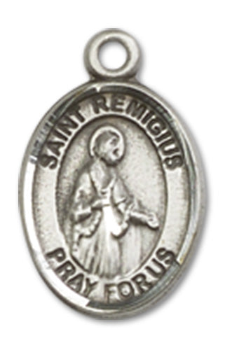 Sterling Silver Charm Medal, 1/2", St. Remigius of Reims, Your Choice of Chain, # 10126