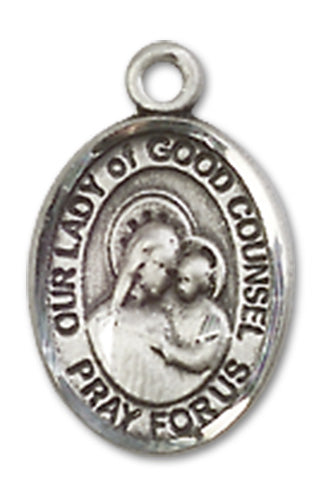 Our Lady of Good Counsel Charm Medal, Sterling Silver, 1/2", your choice of chain, # 10143
