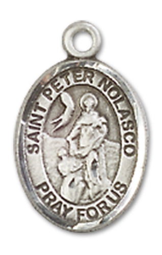1/2" Fine Pewter St. Peter Nolasco Charm Medal, Your Choice of Chain, # 10535