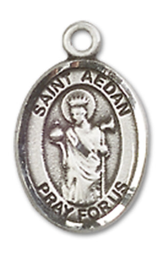St. Aedan of Ferns Charm Medal, Sterling Silver, 1/2", Your Choice of Chain, # 10150