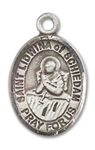 1/2" Sterling Silver St. Lidwina of Schiedam Charm Medal, Your Choice of Chain, # 10153